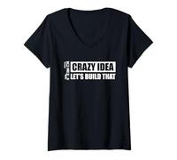 Women's Crazy idea Let's Build that Car Lover Mechanic Car Guy V-Neck T-Shirt