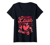 Womens Crazy in Love and Loving It V-Neck T-Shirt