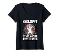 Womens Crazy Is Way Cooler Than Perfect Unicorn Statement V-Neck T-Shirt