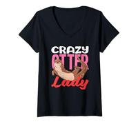 Womens Crazy Otter Lady Sea Otter Cartoon V-Neck T-Shirt