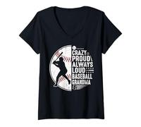 Women's Crazy Proud Always Loud Baseball Grandma V-Neck T-Shirt