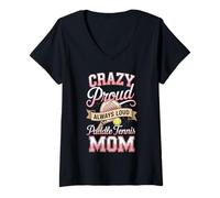 Women's Crazy Proud Always Loud Paddle Tennis Mom V-Neck T-Shirt