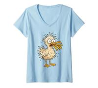 Womens Crazy Seagull with Fries in Beak North Sea V-Neck T-Shirt