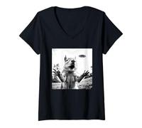 Womens Crazy Squirrel Loves Selfies with UFOs Weird galactically V-Neck T-Shirt