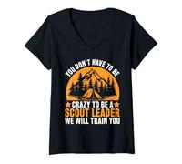 Womens Crazy To Be A Scout Leader - Funny Scouting V-Neck T-Shirt