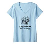 Womens Cream Labs Make Me Happy | Funny English Cream Labrador Fan V-Neck T-Shirt