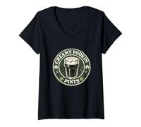 Women's Creamy Fookin Pints Funny Irish Drinking Saint Patricks Pub V-Neck T-Shirt