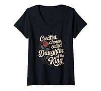 Womens Created Chosen Called Daughter of King Christian Jesus God V-Neck T-Shirt