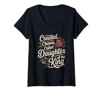Womens Created Chosen Called Daughter of King Christian Jesus God V-Neck T-Shirt