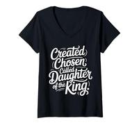 Womens Created Chosen Called Daughter of The King |- V-Neck T-Shirt