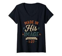 Womens Created in His Image Genesis 1 27 - Vintage Christian V-Neck T-Shirt