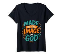 Womens Created in Image of God Genesis 1 27 - Vintage Christian V-Neck T-Shirt