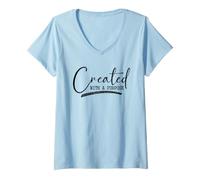 Women's Created with A Purpose Motivational Design V-Neck T-Shirt