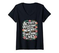 Womens Creating Memories and Enriching Lives for Activity Assistant V-Neck T-Shirt