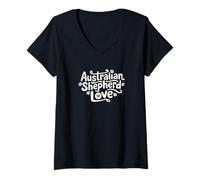 Womens Creative Australian Shepherd Love V-Neck T-Shirt