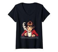 Women's Creative Coding Coffee Break Illustration V-Neck T-Shirt