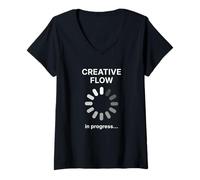 Women's Creative Flow in Progress Loading Funny V-Neck T-Shirt