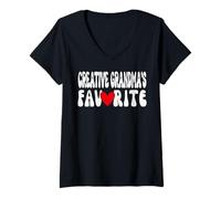 Womens Creative Grandma’S Favorite Funny Grandparent Grandchild V-Neck T-Shirt