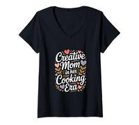 Womens Creative Mom in Her Cooking Era Fun Kitchen V-Neck T-Shirt
