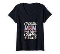 Womens Creative Mom in Her Cooking Era Fun Kitchen V-Neck T-Shirt