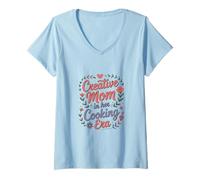 Women's Creative Mom in Her Cooking Era Fun Kitchen V-Neck T-Shirt