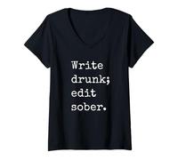 Women's Creative Writing Humor: Write Free Edit Clear Design V-Neck T-Shirt