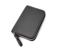 Womens Credit Card Holder, Small RFID Blocking Ladies Wallet with Stainless Steel Zipper Leather Accordion Black Wallets Case for Women ID Compact Slim Blocked Zip Accordian Cards (black) A3PBKB-4