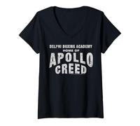 Womens Creed Delphi Boxing Academy Home Of Apollo Creed Logo V-Neck T-Shirt