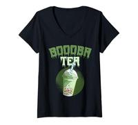 Women's Creepy Boba Tea Eye Balls Bubble Tea Lovers Halloween V-Neck T-Shirt