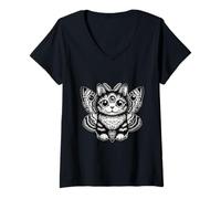 Womens Creepy Cute Cat Eyeballs Alt Goth Grunge Weirdcore Aesthetic V-Neck T-Shirt