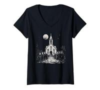 Womens Creepy Folk Horror Weirdcore Occult Blackcraft Goth Witches V-Neck T-Shirt