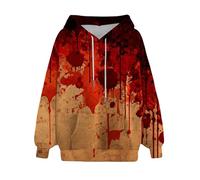 Women's Creepy 'I'm Halloween' Sweatshirt - Blood Print Pullover, Long Sleeve Crewneck, Spooky Costume Party Top, Soft Cotton Blend Long Sleeve Jumpers Tops Brick Red