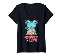 Womens Creepy Pastel Goth Ramen Baphomet Ramen is Life V-Neck T-Shirt