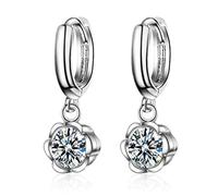 Women's Creole Earrings Silver Simple Glitter Cubic Zirconia Sweet Flowers Earrings Hoop Fashion Stud Earrings