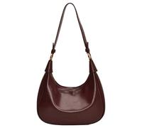 Women's Crescent Shoulder Bag - PU Leather Hobo Bag with Zipper, Adjustable Strap Crossbody Purse, Solid Small Half Moon Dumpling Bag for Work Travel Fall (Wine Red)