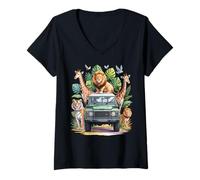Womens Crew Animals Car Zoo Trip Zoo Keeper Wildlife Zoo V-Neck T-Shirt