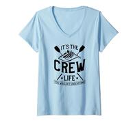 Women's Crew Life with Boat & Rowing Oars T Shirt Gift for A Rower V-Neck T-Shirt