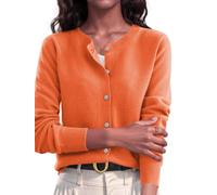 Womens Crew Neck Knit Cardigan Long Sleeve Button Front Fine Knit Sweater | Lightweight Soft Fine Knit Sweater Cardigan Ladies Layering Cover Up for Office Wedding Spring Autumn Casual Wear