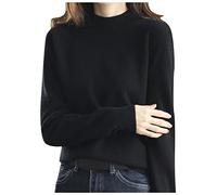 Women's Crew Neck Pullover Sweater Womens Turtleneck Sweaters Long Sleeve Tops Ladies Womens Tops Casual Crewneck Ribbed Long Sleeve Casual Round Neck Ladies Women's Sweater Classic Style Black