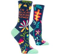 Women's Crew Socks - Blue Q - Delicate Fucking Flower SW468