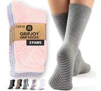 Women's Crew Socks with Grips (Pack of 3), Purple/Pink/Blue