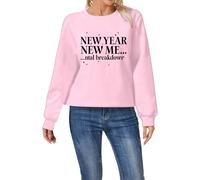 Women'S Crewneck Casual Sweatshirt Canned Food Festival Print Long Sleeve Comfortable Soft Pullover Tops For Daily Wear Womens Sweaters Uk Round Neck (XL) Pink