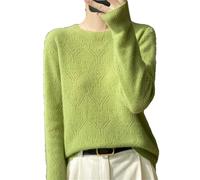 Womens Crewneck Pullover Sweater Hollow Out Long Sleeve Jumper 100% Merino Wool Basic Knitwear Mint GN8 S