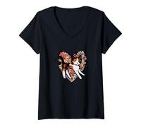 Women's Cricket the Calico Cat Illustration V-Neck T-Shirt