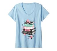 Womens Crime Fiction Romance Smut Fantasy Stack V-Neck T-Shirt
