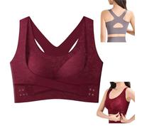 Women's Criss-Cross Lift & Sculpt Comfort Bra Side Buckle Dual Support Compression Wireless Bras with Adjustable Straps