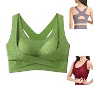 Women's Criss-Cross Lift & Sculpt Comfort Bra Side Buckle Dual Support Compression Wireless Bras with Adjustable Straps
