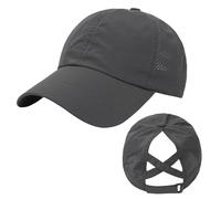 Womens Criss Cross Ponytail Baseball Cap,High Messy Bun Ponycap Quick Drying Mesh Outdoor Sports Hat with Ponytail Hole Adjustable Travel Summer Hat Black,Pink,Grey (UK, Alpha, One Size, Grey)