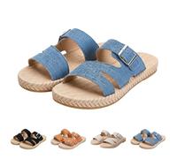 Women's Crisscross Slide Flat Sandals Size 4.5 Slip on Open Toe Cute Cross Flat Lightweight Sandals,Indoor and Outdoor Summer Slippers Mule Cute Vacation Sandal K2#_Blue Footwear
