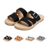 Women's Crisscross Slide Flat Sandals Size 4.5 Slip on Open Toe Cute Cross Flat Lightweight Sandals,Indoor and Outdoor Summer Slippers Mule Cute Vacation Sandal K2#_Black Footwear